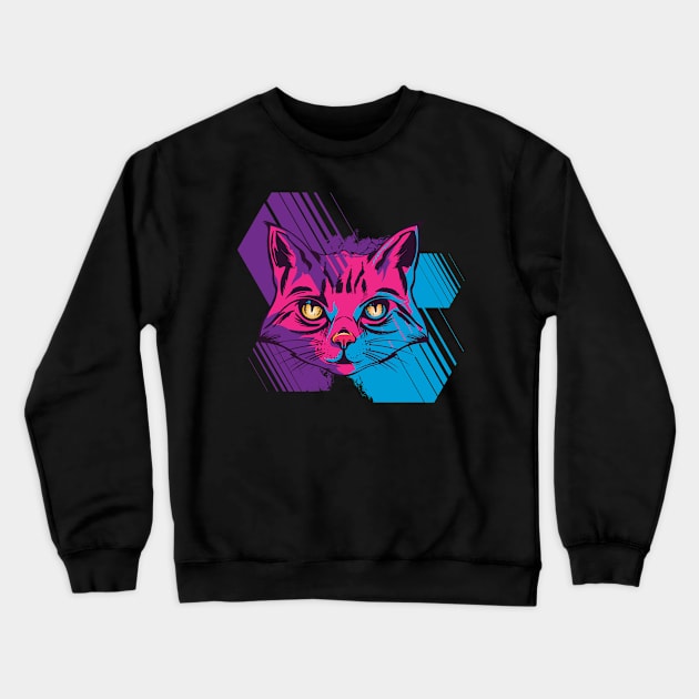 Cool Trippy Cat Crewneck Sweatshirt by JFDesign123